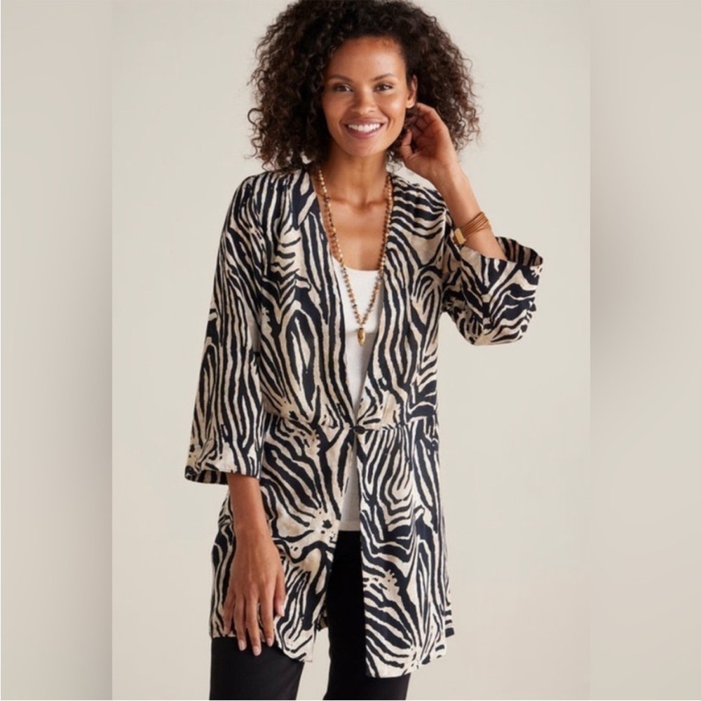Soft Surroundings Zella Topper Zebra Print Light Weight Top